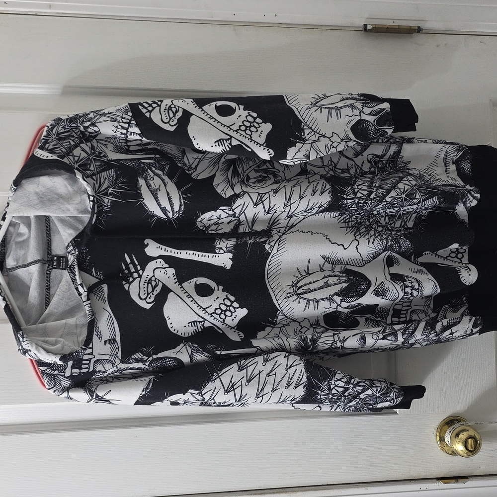 Black and White Skull Graphic Hoodie